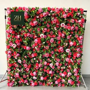 Pure White Rose and Green <strong>Leaves</strong> Handmade Flower <strong>Wall</strong> Wedding Photo Booth Backdrop <strong>Decor</strong> - Product Image 2