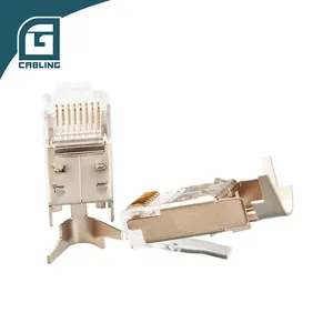 Conector de red modular RJ45 CAT6 CAT6A 8P8C, conector blindado RJ45 FTP con clip de cable Cat 6 6a RJ45