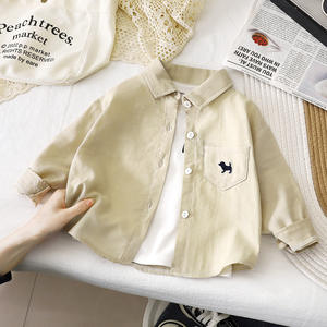 Nouvelle chemise à manches longues pour enfants en coton, col rabattu, garçons et filles, broderie de chien mignon, veste décontractée - Product Image 6