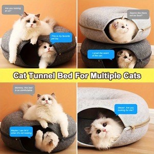 Accogliente a due piani in feltro di gatto ciambella Tunnel letto modello solido all'ingrosso giocattolo di addestramento per cani <span class=keywords><strong>e</strong></span> gatti - Product Image 6