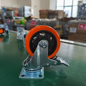 CMCL Schwenkbare Lenkrollen <span class=keywords><strong>4</strong></span> Zoll Polyurethan Orange Trolley-Rad Verriegelbare Industrierolle - Product Image 3