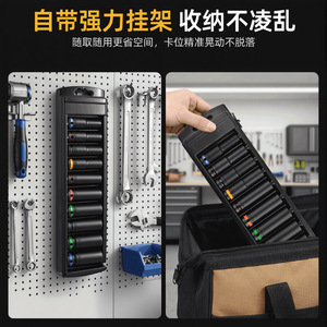 Jeu de douilles hexagonales professionnelles de 10 pièces, 1/2 pouce, en acier au chrome-vanadium, qualité industrielle, finition noire, avec embout hexagonal à bille - Product Image 3