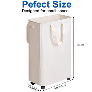 Trắng có thể gập lại giặt lưu trữ giỏ cản trở hẹp giặt cản trở với bánh xe, mỏng cán giặt cản trở với nắp - Product Image 2