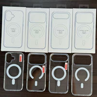 Coque de téléphone portable en stock avec boîte d'emballage pour iPhone 17 16 15 14 13 12 11 Pro, coque transparente avec recharge sans fil et couvercle magnétique