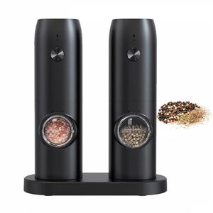 Moulin à sel et à poivre électrique rechargeable, fonctionnement à une main, lumière LED, réglage de la grosseur, moulin à sel et à poivre automatique - Product Image 1