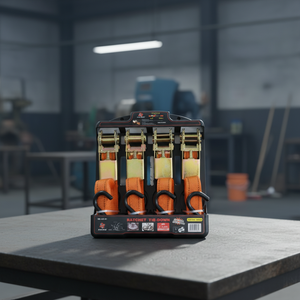 Set di 4 Cinghie Telescopiche Automatiche da 50mm in Poliestere con Gancio a S, Resistenza alla Rottura 300kg per Fissaggio Carico - Product Image 1