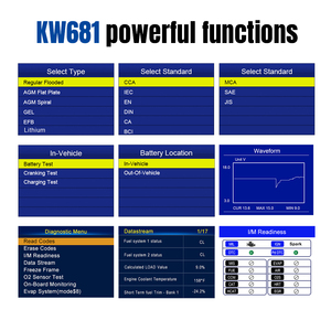 Outil de bricolage OBD2 Automobile ECU Diagnostic Tool plus 12V Battery <span class=keywords><strong>Tester</strong></span> KW681 pour Voiture Moto - Product Image 5