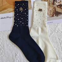Chaussettes en coton faites à la main, personnalisées, ornées de cristaux brillants, de strass double face et de diamants, chaussettes de fête scintillantes pour femmes