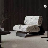 Fauteuil Lounge Courbé Moderne, Chaise de Salon Tendance pour la Maison, Mobilier Nordique en Velours, Chaise de Loisirs Design