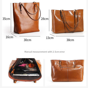 Bolso Tote de Cuero Encerado Vintage con Logotipo Personalizado, Bolso de Hombro de Cuero Vacuno Genuino de Gran Capacidad para <span class=keywords><strong>Mujer</strong></span>, Bolso Profesional OEM ODM - Product Image 2