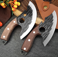 Couteau d'abattage multi-usages Portable manche en bois Mini couperet à viande de Camping petit couteau à désosser incurvé pour les aventures en plein air