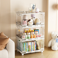 Panier de rangement en plastique transparent pliable et empilable pour armoire, idéal pour organiser les objets et le désordre