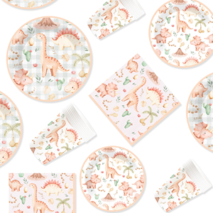 DAMAI - Juego de Vajilla Desechable con Diseño de Animales, Platos de Papel para Postre, Vasos y Servilletas con Lindo Estampado de Dinosaurios para Fiestas - Product Image 4