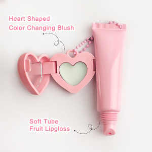 Huile à <span class=keywords><strong>lèvres</strong></span> aérienne en tube souple rose, marque privée, avec pendentif cœur, effet changeant de couleur, blush magique, miroir - Product Image 5