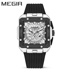 Reloj de cuarzo cronógrafo deportivo multifuncional con correa de silicona para hombre cuadrado al por mayor - Product Image 1