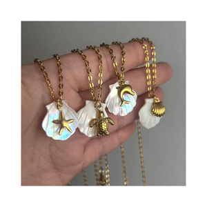 Summer Beach Vacation <strong>Jewelry</strong> Sea Star Dolphin Shell Charm <strong>Stainless</strong> <strong>Steel</strong> Necklace Collarbone Chain Simple Ocean <strong>Jewelry</strong> - Product Image 1