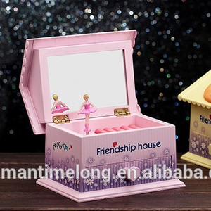 Lovely House Style Music Box Rotate Ballet Girl Caja Musical Plastic Cartoon Jewelry Box Tabletop Decor Boutique Supply Gift Box
