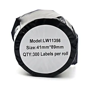 Free sample compatible dymo lw 11356 paper label Black on White 41mm*89mm 300 labels used for dymo paper printer