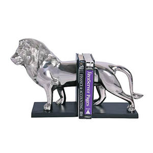 Luxe Moderne et Élégant Argent et Brillant Lion Bookends Avec Base Noire Sur La Vente chaude et De Haute Qualité - Product Image 1