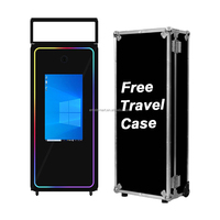 Ernst E360M40 Slim Miami Selfie Smart Mirror Magic Glass Metal Shell Kiosk Photobooth Printer 65" Flight Case 2K for 1500D