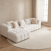 Canapé modulable en chenille sans armature, en forme de L, avec lit intégré, sièges profonds et volumineux, idéal pour appartement, hôtel, salon