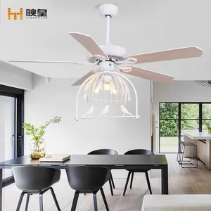 42/48/52 inch Wood Blades Designer Creative Bird Cage Decorative Ceiling Fans with Lamp