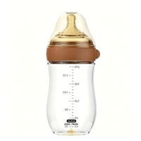 Biberon anti-colique pour nouveau-né en verre cristal diamanté PP, à large ouverture, avec tétine en silicone en forme de cœur, sans BPA, motif imprimé