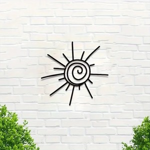 <span class=keywords><strong>Décoration</strong></span> <span class=keywords><strong>murale</strong></span> en métal en forme de soleil pour jardin extérieur, sculpture en <span class=keywords><strong>fer</strong></span> <span class=keywords><strong>forgé</strong></span>, <span class=keywords><strong>décoration</strong></span> de cour, résistante aux intempéries, ornement rustique pour patio - Product Image 1