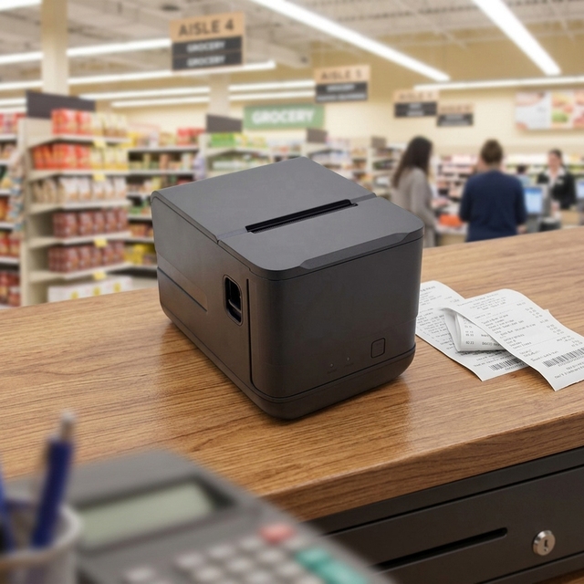 80mm Desktop POS Thermal Receipt Printer USB LAN Interface Bill Ticket Restaurant Kitchen Retail Cash Register Stock 1-Year