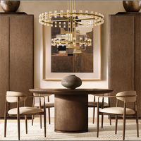 Ensemble de meubles de salle à manger personnalisés Kumusi, chaise en bois massif, table ronde pour la maison, la cuisine ou le restaurant