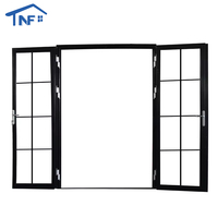 Puertas Francesas de Entrada de Aleación de Aluminio con Revestimiento de Madera, Estilo Abatible, con Malla de Fibra de Vidrio para Villas