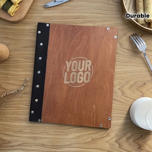 Porta Menu Personalizzato A4 con Logo, Cartella Menu in Legno Premium per Ristoranti, Bar, Caffè, Bevande, Matrimoni e Eventi - Product Image 4