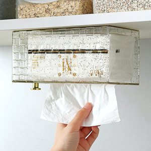 Wall Mounted Tissue Box Gold Powder Rectangular No Drilling Required Multipurpose For Bathroom Kitchen Home Use - Product Image 2