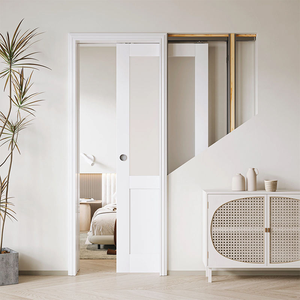 Modern <strong>Design</strong> Sliding Glass Solid Wood Bedroom Barn <strong>Door</strong> 36" X 84" Double Pocket <strong>Door</strong> for Interior Hotel Use - Product Image 2