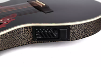Guitare acoustique-électrique personnalisée en gros à prix abordable - 41 pouces, trou en forme de grappe, équipée d'un égaliseur 7545, finition ultra brillante