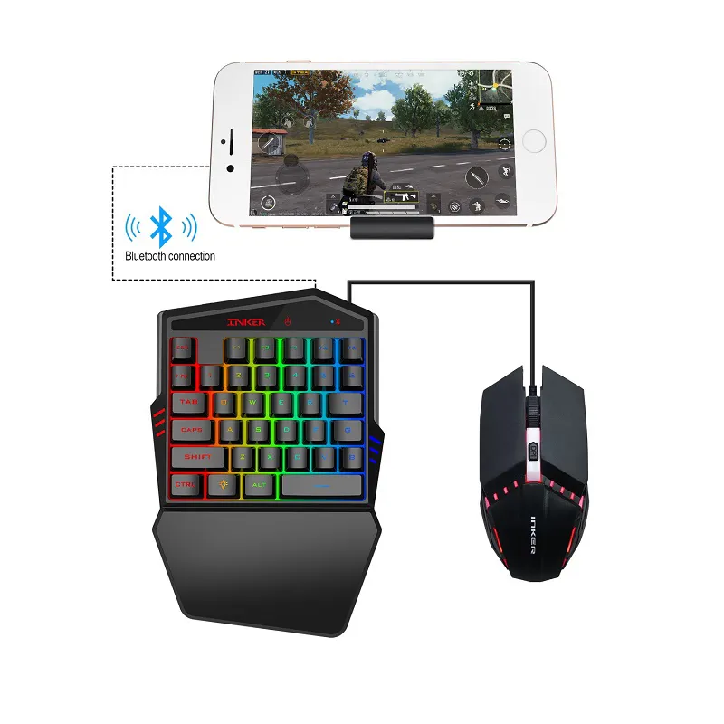 Amazon Hot Selling Single Mini Mechanical Gaming Led Keyboard and Mouse Combo Gamer Kit K99 PU-BG Game Keypad and Mouse