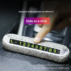 Señal <span class=keywords><strong>de</strong></span> <span class=keywords><strong>estacionamiento</strong></span> <span class=keywords><strong>de</strong></span> coche luminosa móvil transfronteriza creativa, diamantes personalizados, número oculto, accesorios interiores - Product Image 2