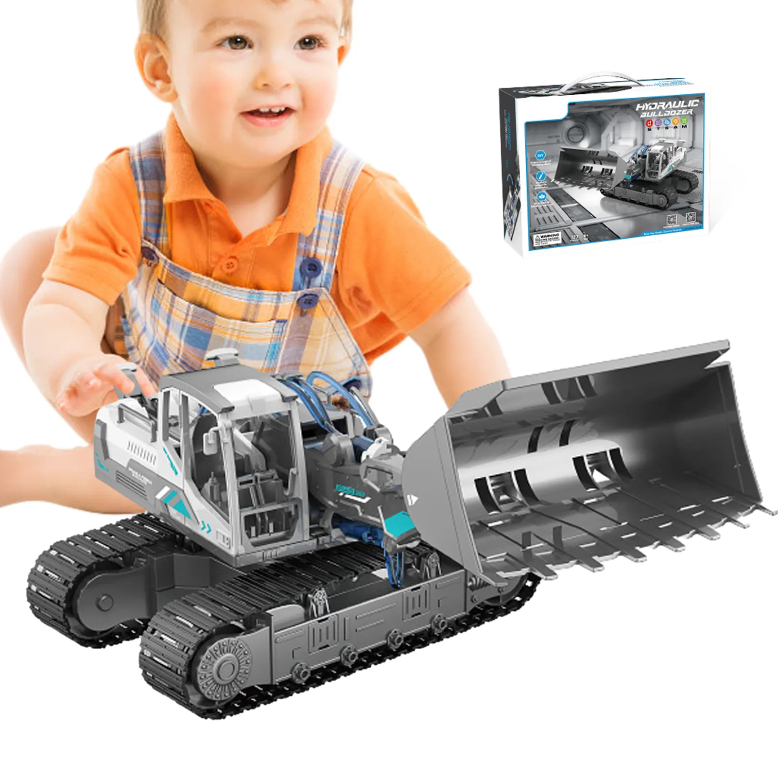 Batang DIY merakit sendiri blok untuk anak-anak menarik kembali truk ekskavator mainan tanpa listrik hidrolik bulldoser Power hadiah