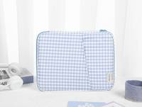 Pochette pour ordinateur portable rembourrée en coton vichy avec poches pour Ipad Pen Custom Logo Large Capacity Computer Case
