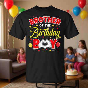 T-shirt Brother Of The Birthday Boy pour adulte, manches courtes, col rond, chemise assortie pour fête de famille - Product Image 3