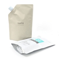 Pochette souple imprimée 1L avec bec verseur, étanche, pour emballage de liquides cosmétiques, sac laminé réutilisable personnalisé, pochette verticale pour produits capillaires
