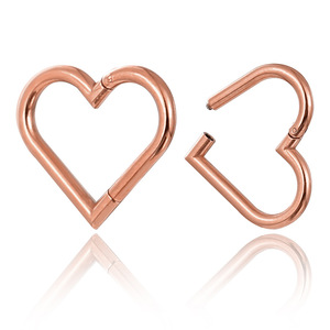 Anneaux de piercing en titane F136 en forme de cœur, plaqués or rose PVD, clicker segmenté pour nez, lèvre, hélix, bijoux de fête - Product Image 4