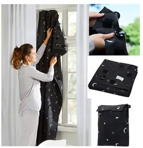 Cartoon Moon and Star Cloud Visual Design Portable Travel curtain or baby blackout blind with suction cup