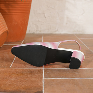 Chaussures de bureau pour femmes Xuanhui, style coré<span class=keywords><strong>en</strong></span>, bout pointu, bleu ombré, pailletées, talons épais, talon bloc de 6 cm, escarpins à bride arrière - Product Image 6