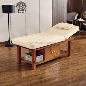 Table de massage thaïlandais portable, en bois, équipement de spa, chaise de beauté