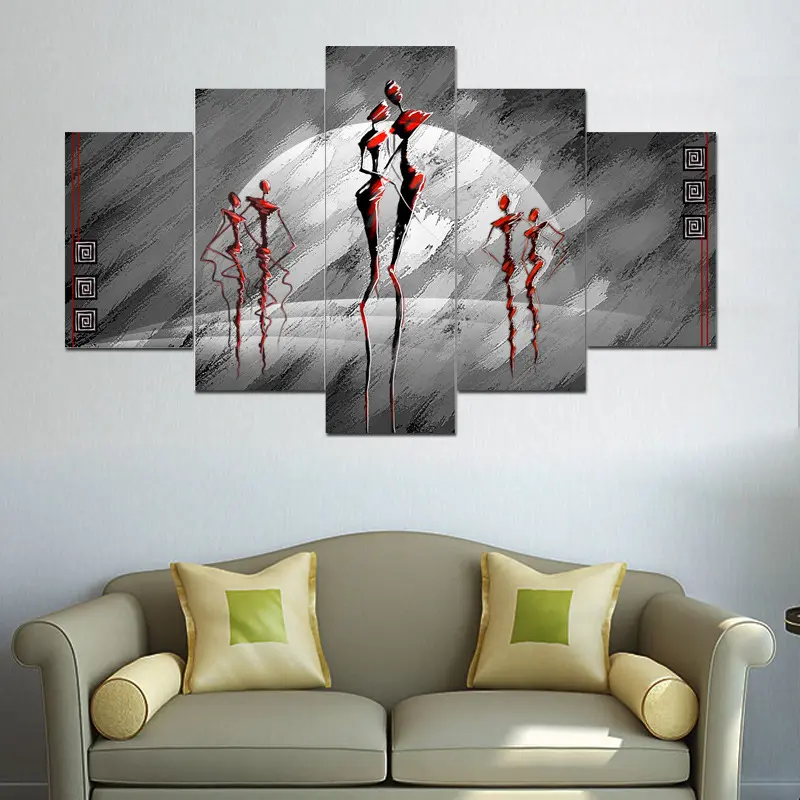 Art Wall Picture Abstract Modern Chinese Custom Decoration Decor Canvas Print 5 Panel Natural Scenery Oil Painting