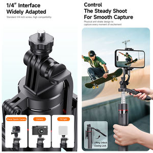 Mini trépied pliable en alliage d'aluminium TT05 pour téléphone portable, bâton à selfie de 1,75 m, télécommande magnétique, poignée rotative à 360° - Product Image 3