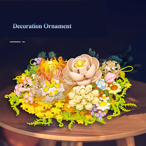 Décoration murale chinoise sur mesure en gros, kit de construction créatif de bouquet de fleurs, fleurs artificielles, blocs de construction, jouets DIY - Product Image 3