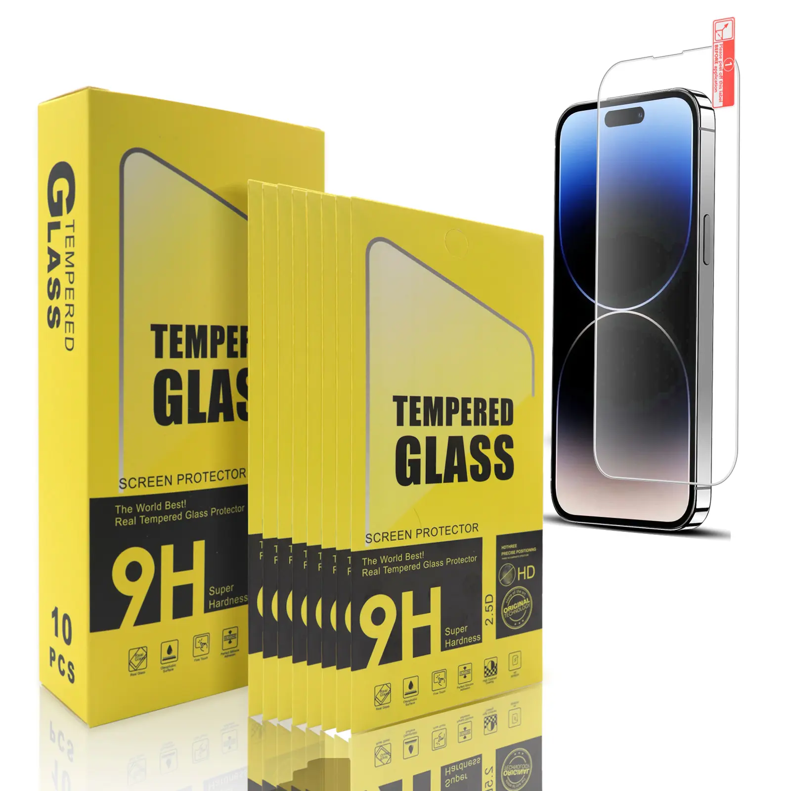 10 In 1 confezione Cover completa 9D protezione dello schermo In vetro temperato per Iphone 12 13 14 15 Pro Max protezione dello schermo del telefono