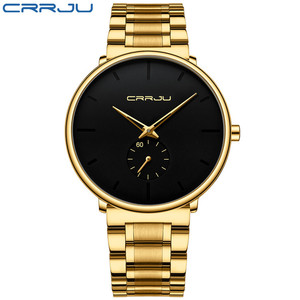 Reloj de Pulsera CRRJU 2150 <span class=keywords><strong>para</strong></span> <span class=keywords><strong>Hombre</strong></span>, Minimalista, de Acero Inoxidable Dorado, Analógico, de Cuarzo, Resistente al Agua, Clásico, de Lujo - Product Image 5